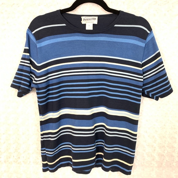 Pendleton Striped Short Sleeve Silk Blend Shirt - Picture 1 of 7